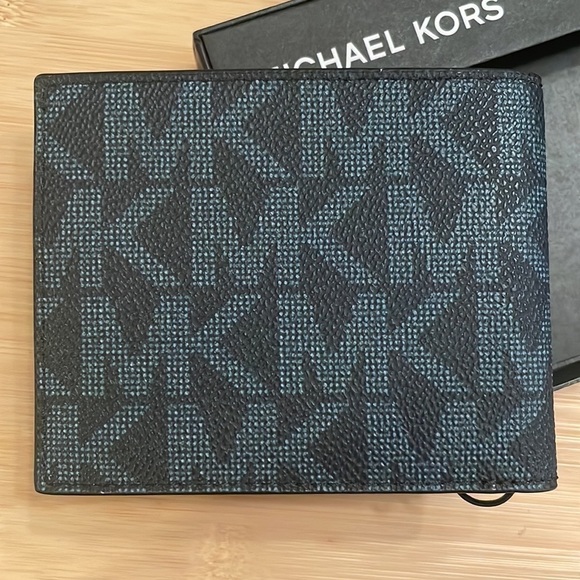 Brand New Michael Kors Admiral Blue Jet Set Slim Billfold Men’s Wallet - Picture 5 of 14